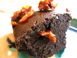 Oatmeal Stout Brownies with Caramelized Bacon