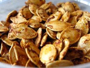 Spicy-Sweet Roasted Squash Seeds